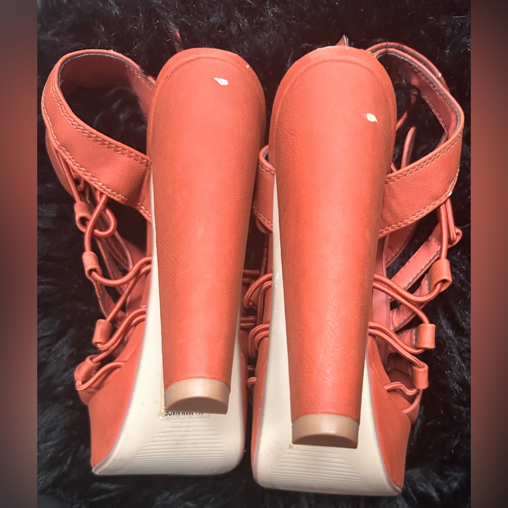 Speed Limit 98 Burnt Orange Strappy Heels - Picture 5 of 8